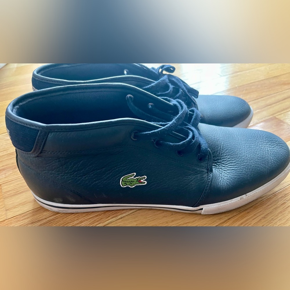Men’s Lacoste Ampthill 319 Navy Leather Mid Top Sneaker 10.5